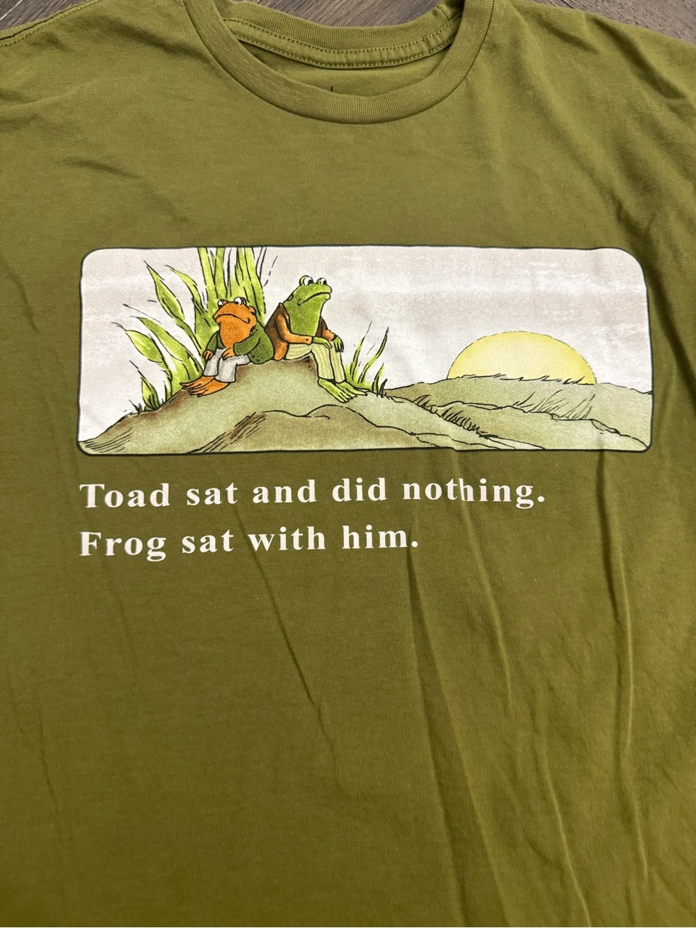 Olive Green Short-Sleeve Graphic Tee with Frog & Toad Quote - Picture 3 of 4